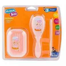 KIT BANHO BEBÊ MUNDO BITA ESCOVINHA SABONETEIRA PENTE BANHO NENEN FELIZ HIGIENE VIAGEM CRIANÇA