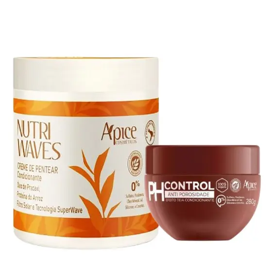 KIT PH CONTROL E CREME DE PENTEAR NUTRI WAVES 500G APICE APSE