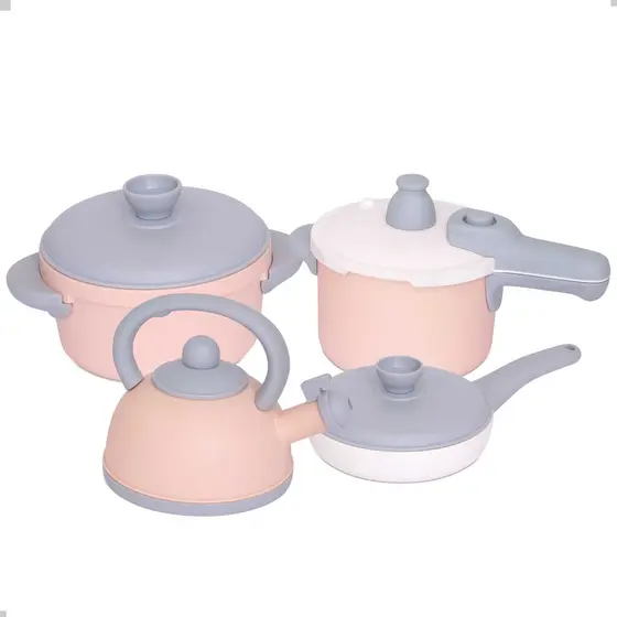 KIT PANELAS BABY GOURMET FAZ DE CONTA 4 PÇS COZINHA COMIDINHA MENINA CRIATIVIDADE MOTORA EDUCATIVO