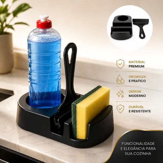 Kit Cozinha Com Porta Detergente E Rodinho de Pia Kit Pia De Plastico
