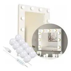 Kit Luz De Espelho Maquiagem Camarim 10 Lâmpadas Penteadeir