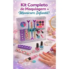 Kit Maquiagem Infantil Completo Estojo Paleta Batom Pinceis