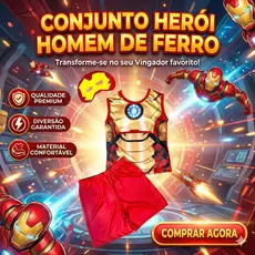 Roupa Infantil Fantasia Homem De Ferro Mascara Carnaval M