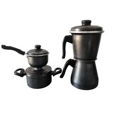Kit Cafeteira Italiana 1L + Cuscuzeira Individual 500ml Craqueada