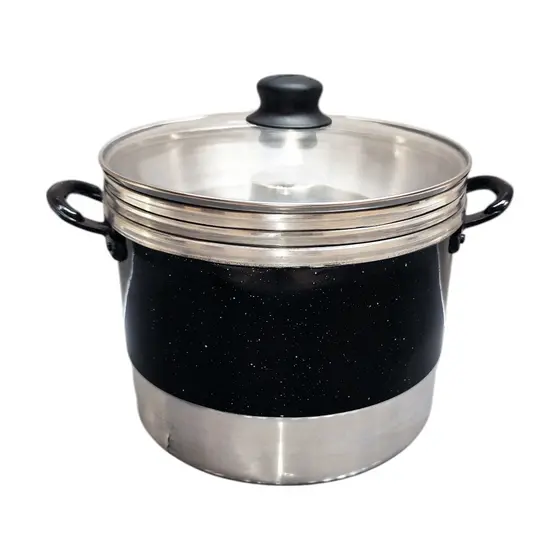 Panela Banho Maria Pudim E Vapor Tampa de Vidro 3 em 1