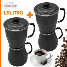 Kit Cafeteira Italiana de Alumínio Craqueda 1,5 litro