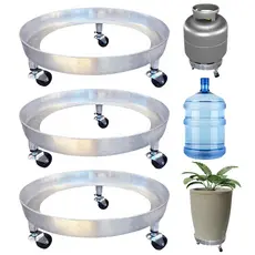 Suporte para Botijão de Gás com 3 Rodinhas em Aluminio Batido