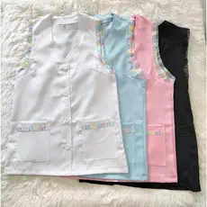 Avental Jaleco Bata Professor com lese colorido