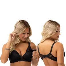 Sutiã de amamentação renda com bojo Soft Reforçado Fecho Largo Gestante
