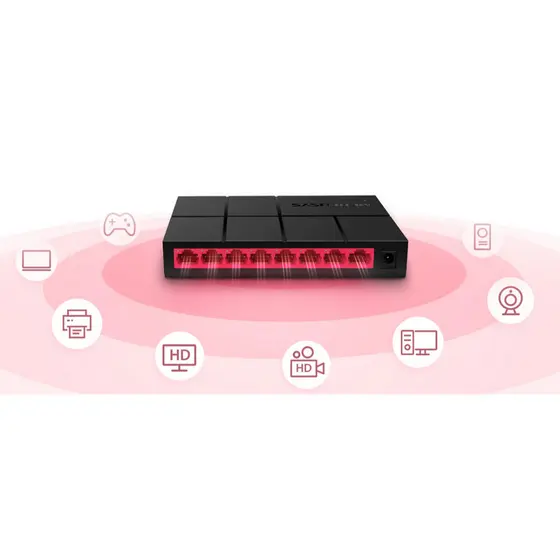 Hub Switch de Mesa Mercusys 8 Portas 10/100/1000 Mbps MS108G