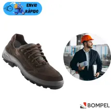 SAPATO DE SEGURANÇA CADARÇO BICO PVC BOMPEL NOBUCK CDTK MARROM PROTEÇÃO TRABALHO ADMINISTRATIVO