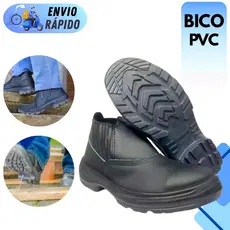 BOTA BOTINA DE SEGURANÇA BICO PVC BOMPEL COURO VAQUETA PRETO SOLADO PU ANTIDERRAPENTE TRABALHO EPI