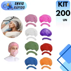 KIT 100 A 200 TOUCAS SANFONADA TNT COM ELASTICO PARA COZINHA MANICURE HOSPITAL COLORIDA ROSA AZUL VERDE VERMELHA
