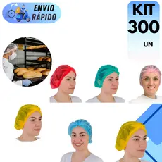 KIT 100 A 300 TOUCAS TNT SANFONADA COM ELASTICO PARA COZINHA MANICURE HOSPITAL COLORIDA ROSA AZUL VERDE VERMELHA