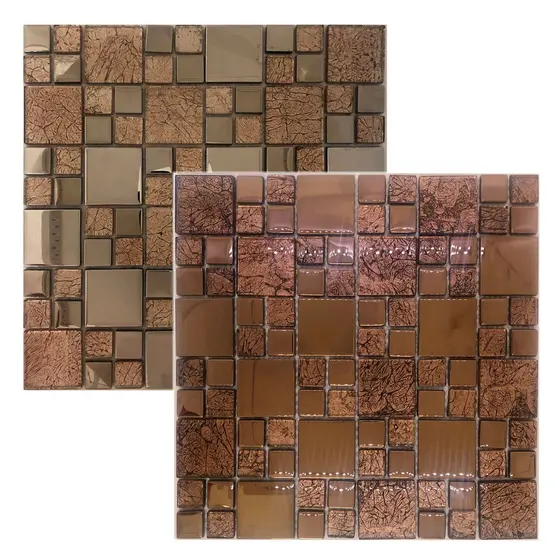 Pastilha de Vidro Decorativas 30x30cm – Cromo Cobre e Prata Metalizado | Cozinha e Banheiro