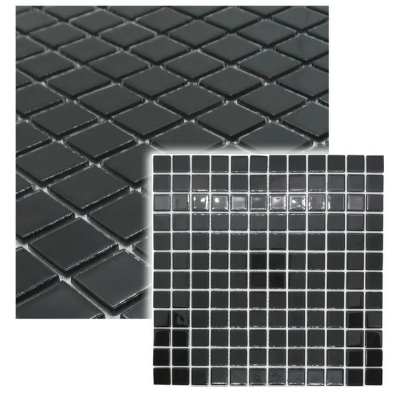 Pastilha de Vidro Cristal Preta Lisa Black 30x30cm - La Bella Griffe