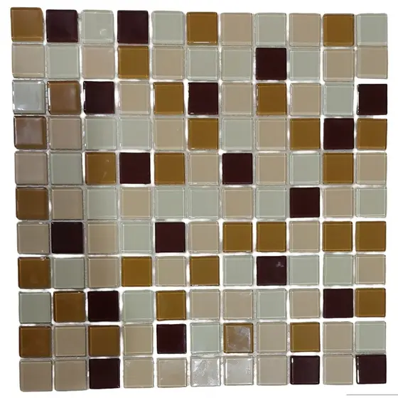 Pastilha de Vidro Cristal Mescla Marrom Caramelo Bege Piscina Cozinha Banheiro 30x30 cm - LBG