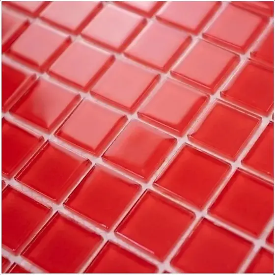 Caixa 11 Placas (1m²) de Pastilhas de Vidro Cristal Vermelha Lisa Pequena 25RED 30x30cm - LBG