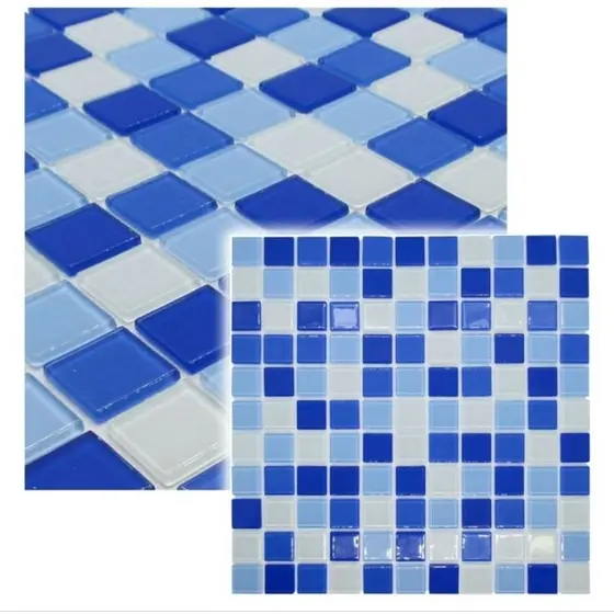 Caixa 11 `Placas (1m²) Pastilhas de Vidro Decorativas Mescla Azul 3tons LBG25MIXBLUE 30x30cm