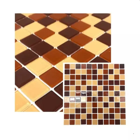 Caixa 11 Placas (1m²) Pastilha De Vidro Cristal MIX TERRACOTA Para Cozinha Banheiro Parede 30x30cm