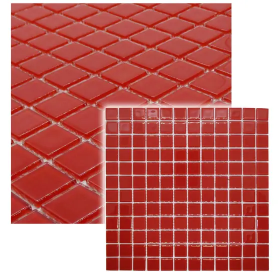 Pastilha De Vidro Cristal Vermelha Lisa Red La Bella Griffe 30x30cm