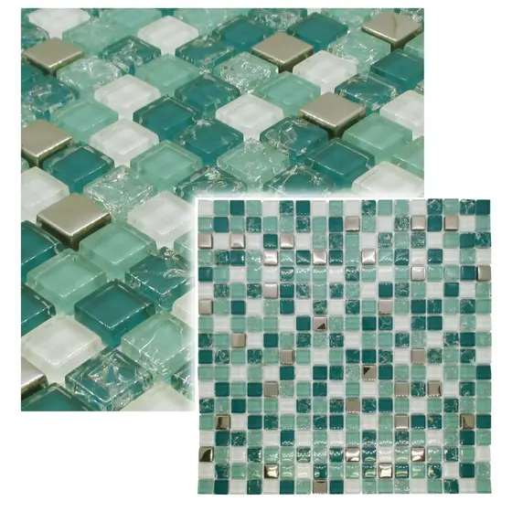 Pastilha de Vidro Jade e Metal La Bella Griffe 30x30cm