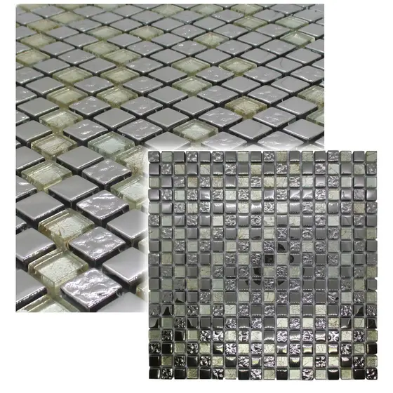 Pastilha de Vidro Prata Pedras Preciosas - 30x30cm