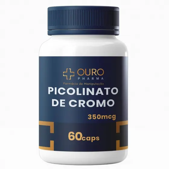 Picolinato de Cromo 350mcg Matéria Prima Importada - Doce 60 ou 120 Cápsulas