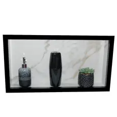 Nicho  em Porcelanato de Embutir Para Banheiro Prateleira Porta Shampoo Carrara BP