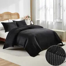 Kit Cobre Leito Casal 3 Pçs Dupla Face Turin Percal 300 Fios Black
