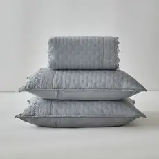 Kit Colcha Casal 300 Fios Lese Bordado Inglês 3 Peças