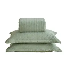 Kit Cobre Leito Colcha King 3pçs Dupla Face Ponto Cruz 300 fios