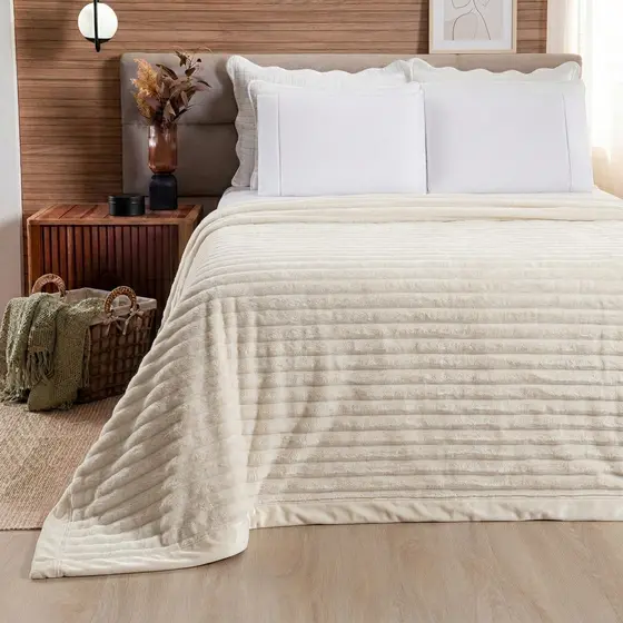 Cobertor Manta Flannel Canelado 2,20mx2,40m Itália 300g/m²