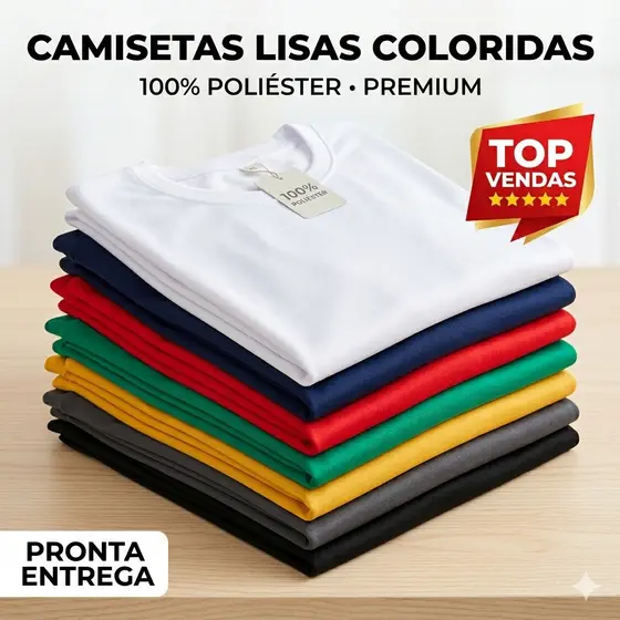 Camiseta Lisa Colorida 100% Poliester Basica Blusa Masculina Feminina Premium Atacado Pronta Entrega