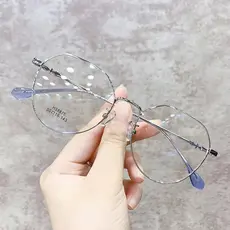 2023 Novo Estilo de Óculos Planos Anti-Azul Luz Feminino Moda Feminina Óculos Retro Metálicos Versão Coreana Grande Moldura Pode ser Combinada com Moldura de Óculos Myopia