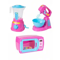 Kit Confeiteiro Microondas Liquidificador Batedeira Cozinha Colorida Brinquedos Infantil