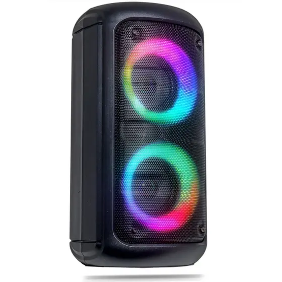 Caixa De Som Bluetooth Torre Led RGB Função TWS Rádio FM Pendrive Cartão SD USB Auxiliar P2