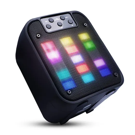 Caixa De Som Bluetooth Painel LED RGB TETRIS 8W Potência Alta Amplificada Rádio AM Alça Resistente