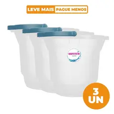 Kit 3 Baldes Plásticos Transparentes 8,5L Hydrus Sanremo