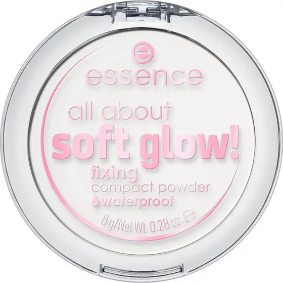 Pó compacto translúcido essence all about soft glow! Á prova d'água