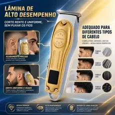 Barbeador Masculino Elétrico  Profissional Tela LCD Cabo USB 3 Pentes 10W IP20