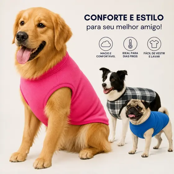 Roupinha Roupa Cachorro Soft Quentinha Suéter Porte Pequeno Médio Grande