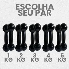 Par de Halter Emborrachado 1kg a 5kg Bola - Peso de Academia Musculação Pesinho Treino Em Casa Func