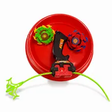 KIT PIÃO BATALHA COM LANÇADOR E ARENA 2 PIÕES INFANTIL +3 ANOS ESTILO BEYBLADE BRINQUEDO GIRATORIO