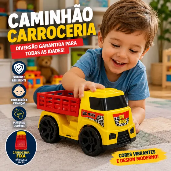 CARRINHO CAMINHÃO CARROCERIA BRINQUEDO BEBE INFANTIL RODA LIVRE MENINO