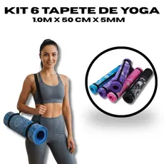 KIT 6 Tapetes Yoga Pilates 1m x 50cm x 5mm Colchonete Academia Ginástica Fitness