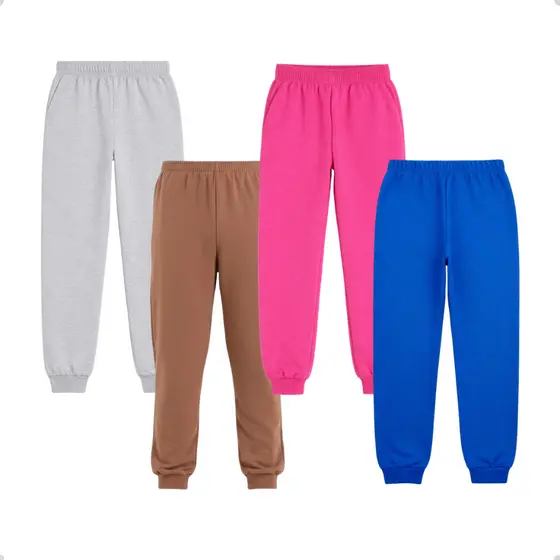 Kit 4 Calças Moletom Infantil Peluciada Sortido Abrigo Flanelada Inverno