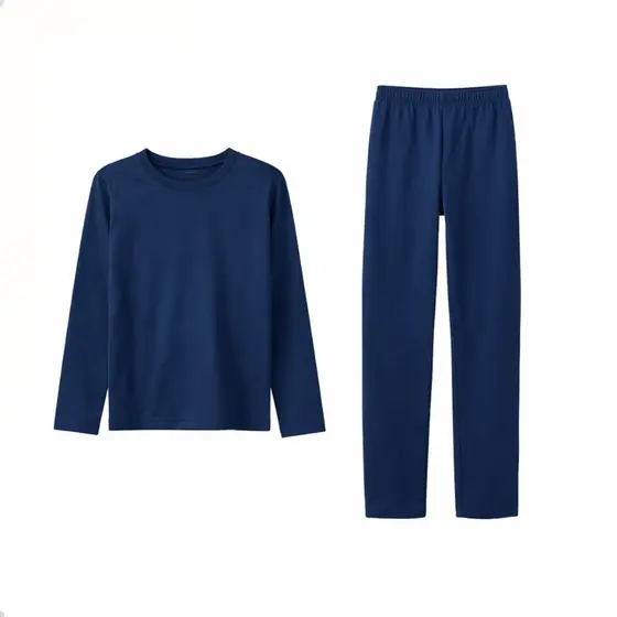 Conjunto Blusa e Calça Térmico Infantil Peluciado Azul Marinho Para Frio Dia a Dia