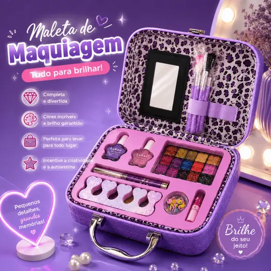 Kit Infantil de Maquiagem com Maleta – Diversão e Estilo para as Pequenas Princesas