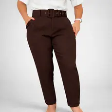 Calças plus size com corte social com cintos casuais elegantes